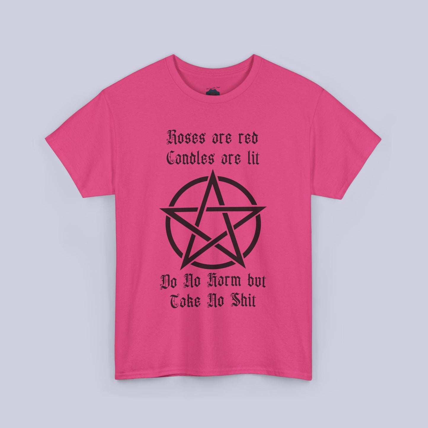 Gothic Men's Tee - "Roses are Red, Candles are Lit" with Pentagram Design - Perfect for Alternative Fashion & Witchy Vibes