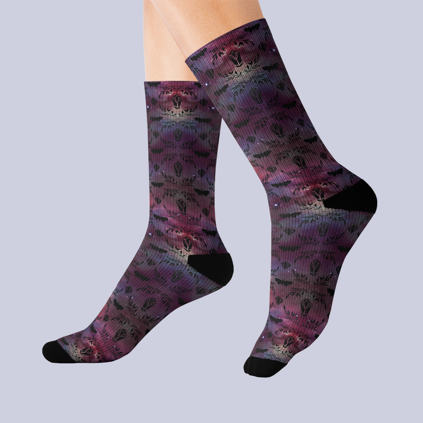 Cosmic Crystal and Moth Crew Socks