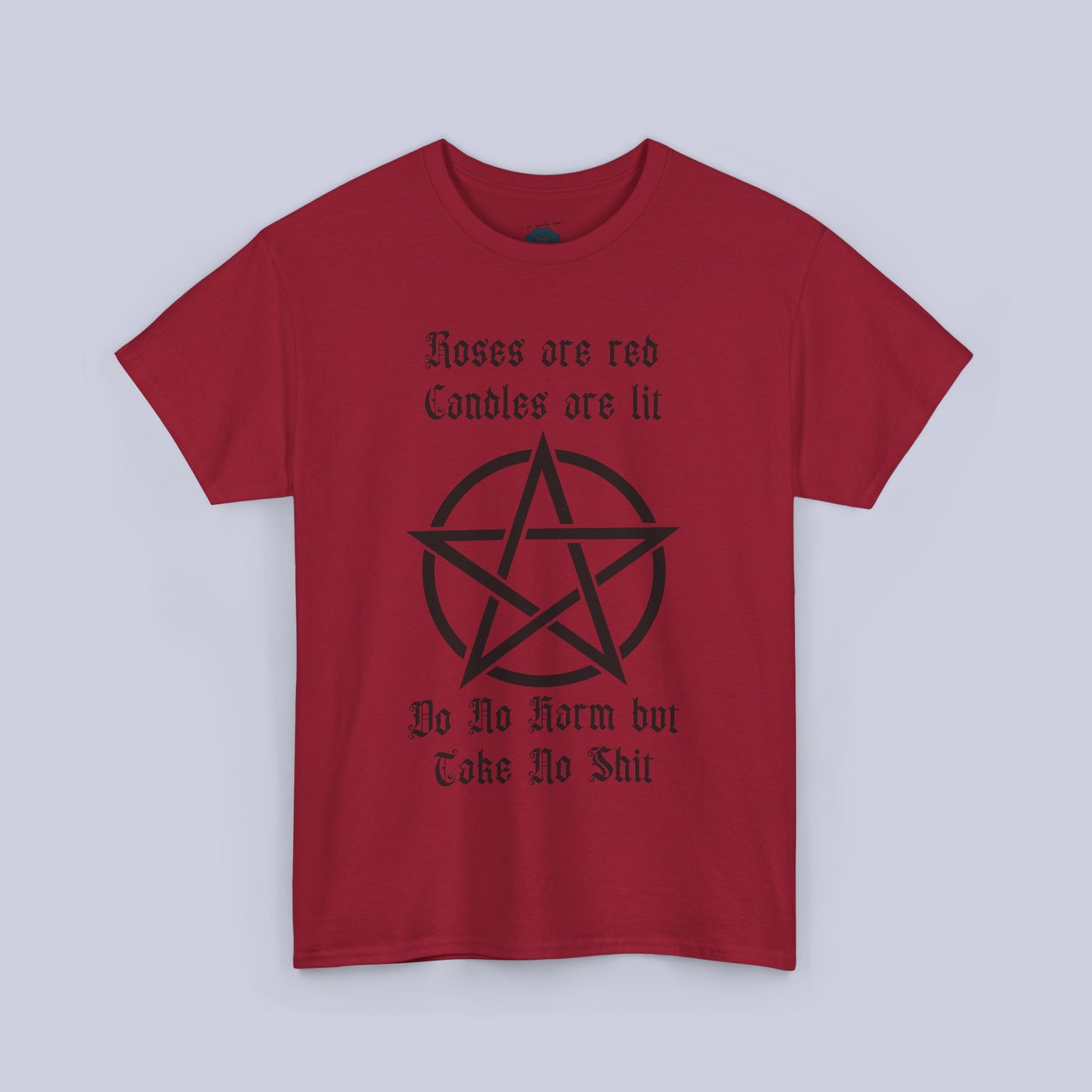 Gothic Men's Tee - "Roses are Red, Candles are Lit" with Pentagram Design - Perfect for Alternative Fashion & Witchy Vibes