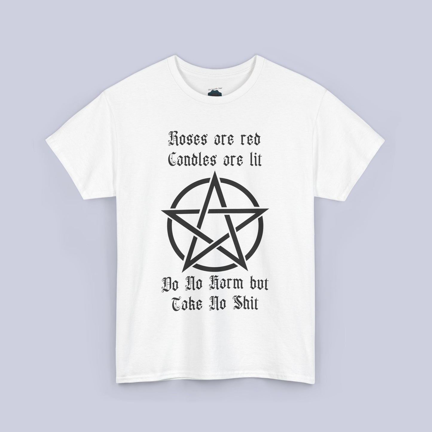 Gothic Men's Tee - "Roses are Red, Candles are Lit" with Pentagram Design - Perfect for Alternative Fashion & Witchy Vibes