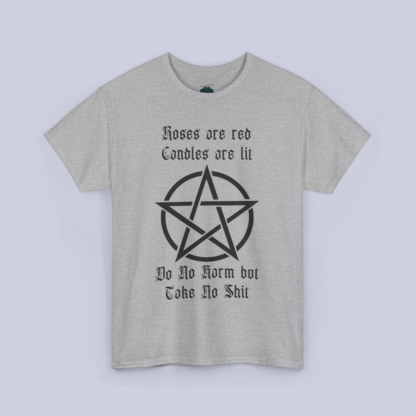 Gothic Men's Tee - "Roses are Red, Candles are Lit" with Pentagram Design - Perfect for Alternative Fashion & Witchy Vibes